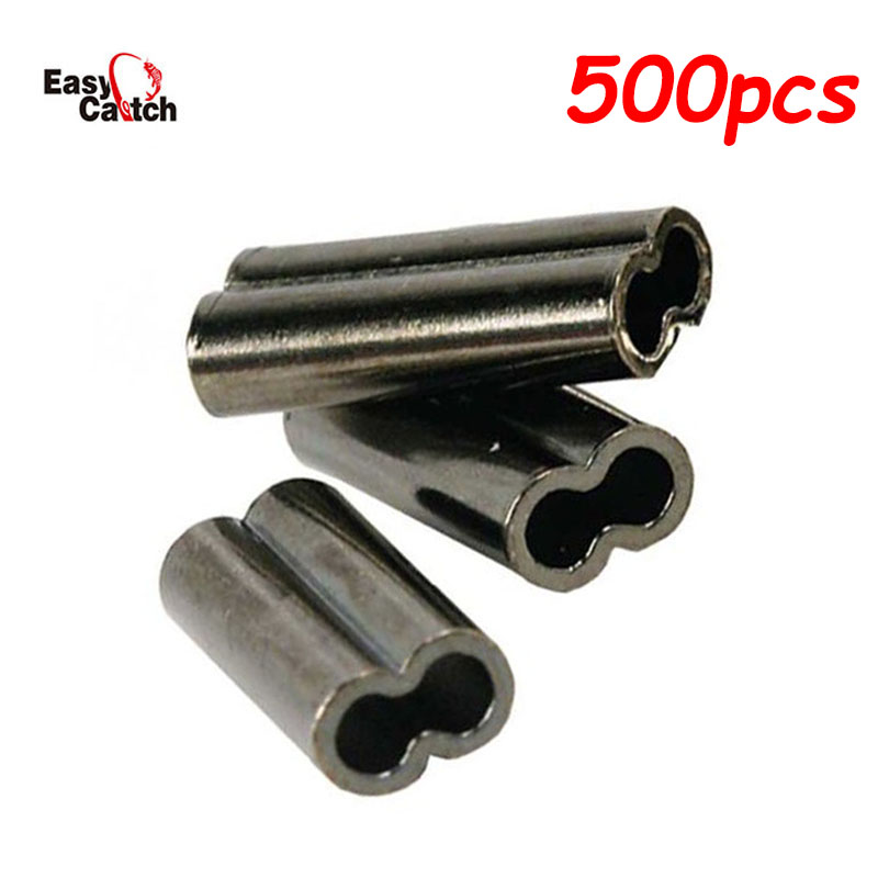 Monofilament Line - 500ชิ้น/ล็อตทองแดงCrimpตกปลาแขนคู่สายCrimpingหลอดCrimp Connectorอุปกรณ์เสริม0.8-2.6มม.#4