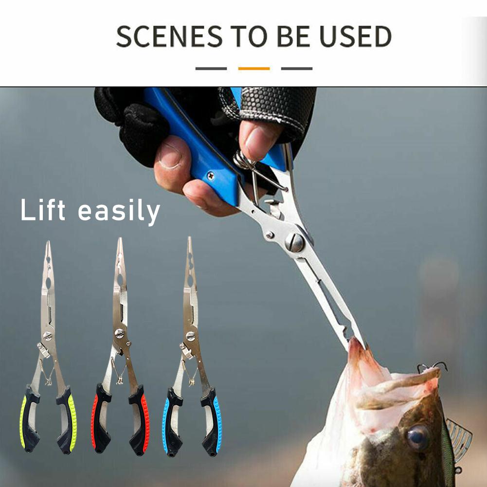 Fishing Line Cutter - คีมตกปลาสแตนเลสอเนกประสงค์ พร้อมที่เปิดห่วง ตัดสายถัก ที่ถอดตะขอแบบกันลื่น สำหรับเหยื่อตกปลา
