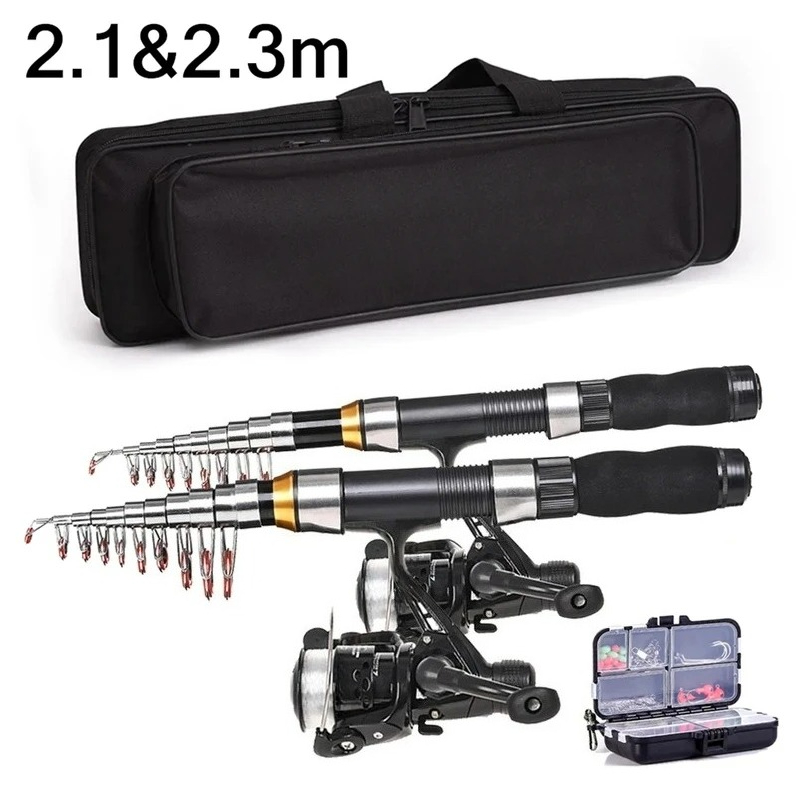 Fishing Line Box - ชุดคันเบ็ดตกปลา BRAVMAK 2.1/2.3 เมตร แบบยืดหดได้ พร้อมรอก